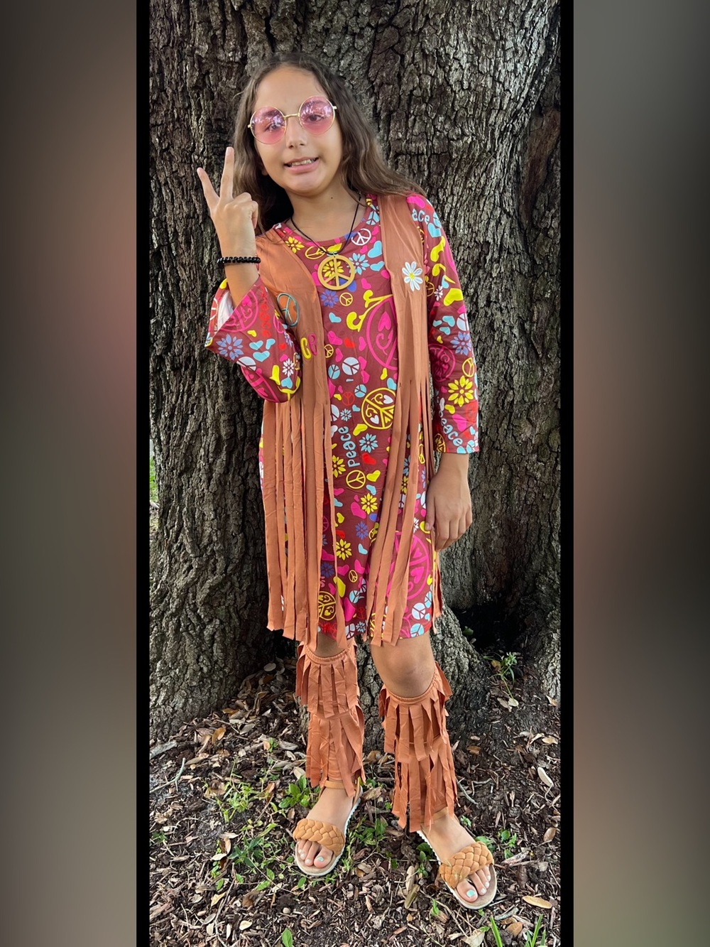 Spirit Costume 70's Dress Groovy Retro 60's Outfit Fringe Girls Large